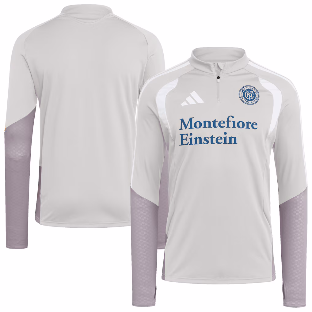 Men's New York City FC adidas Silver 2026 Tiro Competition Quarter-Zip Training Top - Ujersey NHL