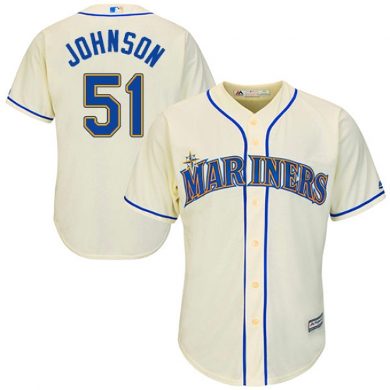 Men's Majestic Seattle Mariners #51 Randy Johnson Replica Cream Alternate Cool Base MLB Jersey - Ujersey