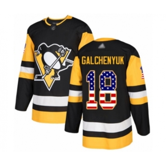 Men's Pittsburgh Penguins #18 Alex Galchenyuk Authentic Black USA Flag Fashion Hockey Jersey - Ujersey