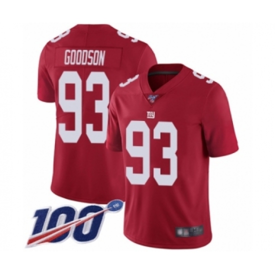 Men's New York Giants #93 B.J. Goodson Red Limited Red Inverted Legend 100th Season Football Jersey - Ujersey