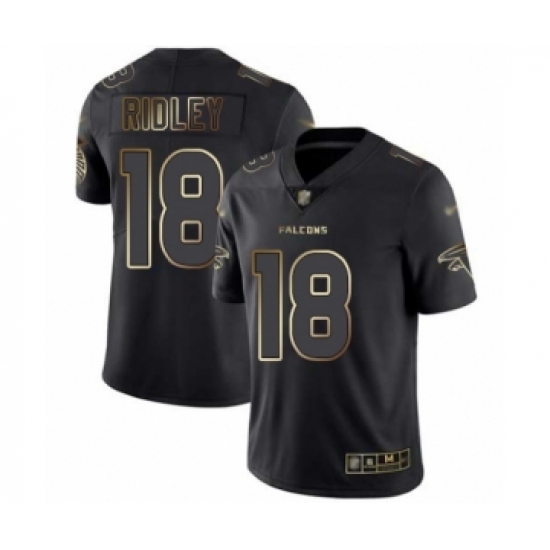 Men's Atlanta Falcons #18 Calvin Ridley Black Gold Vapor Untouchable Limited Player 100th Season Football Jersey - Ujersey