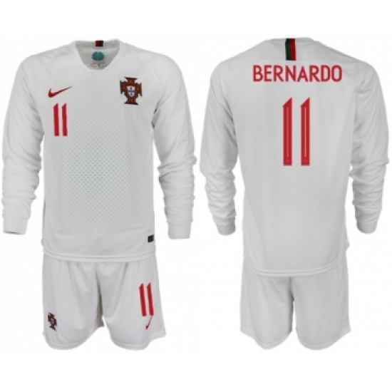 Portugal #11 Bernardo Away Long Sleeves Soccer Country Jersey