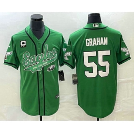 Men's Nike Philadelphia Eagles #55 Brandon Graham Green C Cool Base Stitched Baseball Jersey - Ujersey