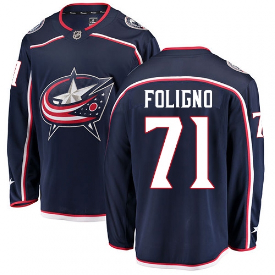 Men's Columbus Blue Jackets #71 Nick Foligno Fanatics Branded Navy Blue Home Breakaway NHL Jersey - Ujersey