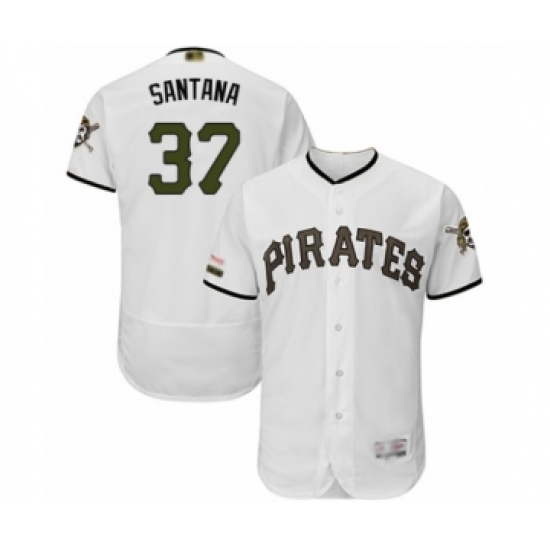 Men's Pittsburgh Pirates #37 Edgar Santana White Alternate Authentic Collection Flex Base Baseball Player Jersey - Ujersey