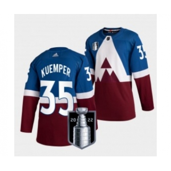 Men's Colorado Avalanche ##35 Darcy Kuemper Blue 2022 Stanley Cup Final Patch Adidas Stitched NHL Jersey - Ujersey