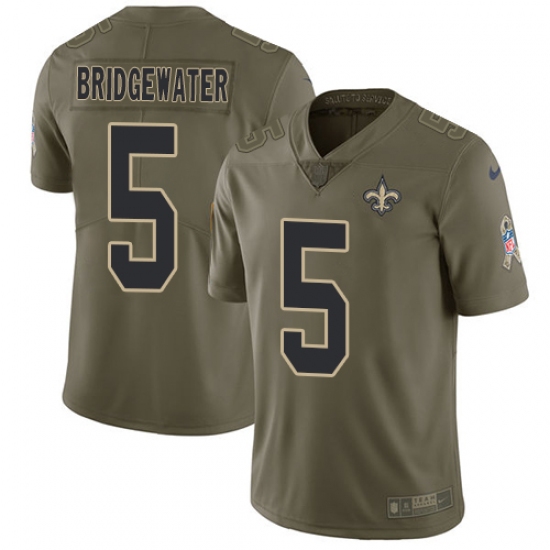 Youth Nike New Orleans Saints #5 Teddy Bridgewater Limited Olive 2017 Salute to Service NFL Jersey - Ujersey