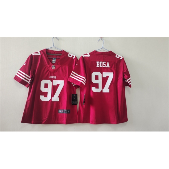 Women's San Francisco 49ers #97 Nick Bosa Red Vapor Football Stitched Jersey(Run Small) - Ujersey