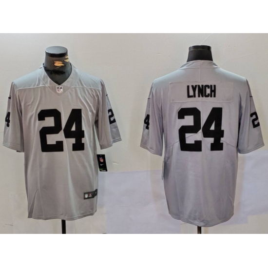 Men’s Las Vegas Raiders #24 Marshawn Lynch Grey Vapor Untouchable Limited Stitched Jersey - Ujersey