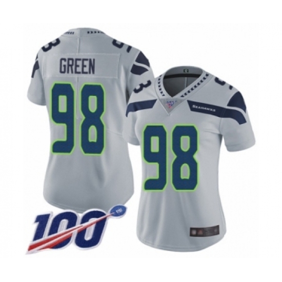 Women's Seattle Seahawks #98 Rasheem Green Grey Alternate Vapor Untouchable Limited Player 100th Season Football Jersey - Ujersey