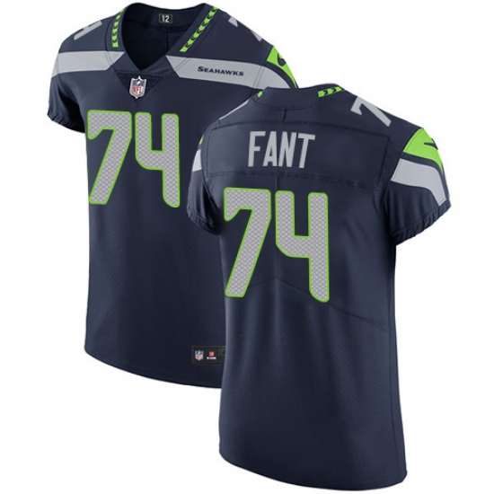 Men's Nike Seattle Seahawks #74 George Fant Steel Blue Team Color Vapor Untouchable Elite Player NFL Jersey - Ujersey