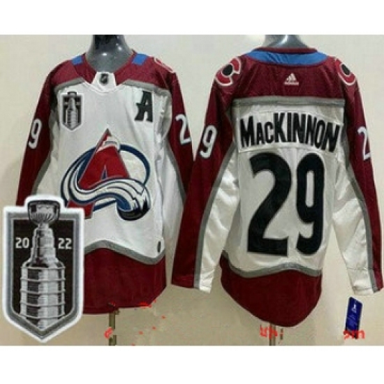 Men's Colorado Avalanche #29 Nathan MacKinnon White 2022 Stanley Cup Stitched Jersey - Ujersey