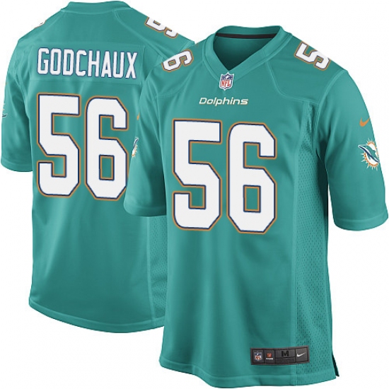 Men's Nike Miami Dolphins #56 Davon Godchaux Game Aqua Green Team Color NFL Jersey - Ujersey