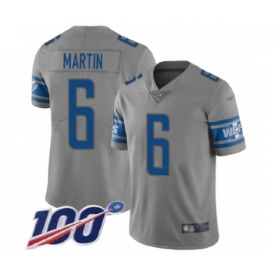 Youth Detroit Lions #6 Sam Martin Limited Gray Inverted Legend 100th Season Football Jersey - Ujersey