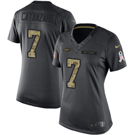Women's Nike New York Jets #7 Chandler Catanzaro Limited Black 2016 Salute to Service NFL Jersey - Ujersey