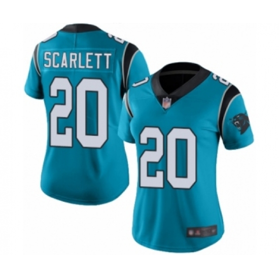 Women's Carolina Panthers #20 Jordan Scarlett Limited Blue Rush Vapor Untouchable Football Jersey - Ujersey