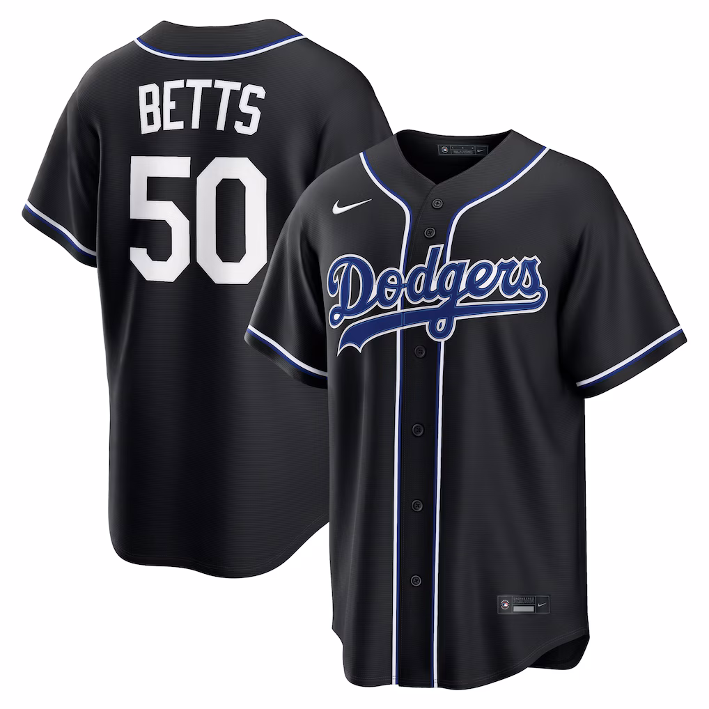 Men's Los Angeles Dodgers Mookie Betts Nike Fashion Replica Black Out Jersey