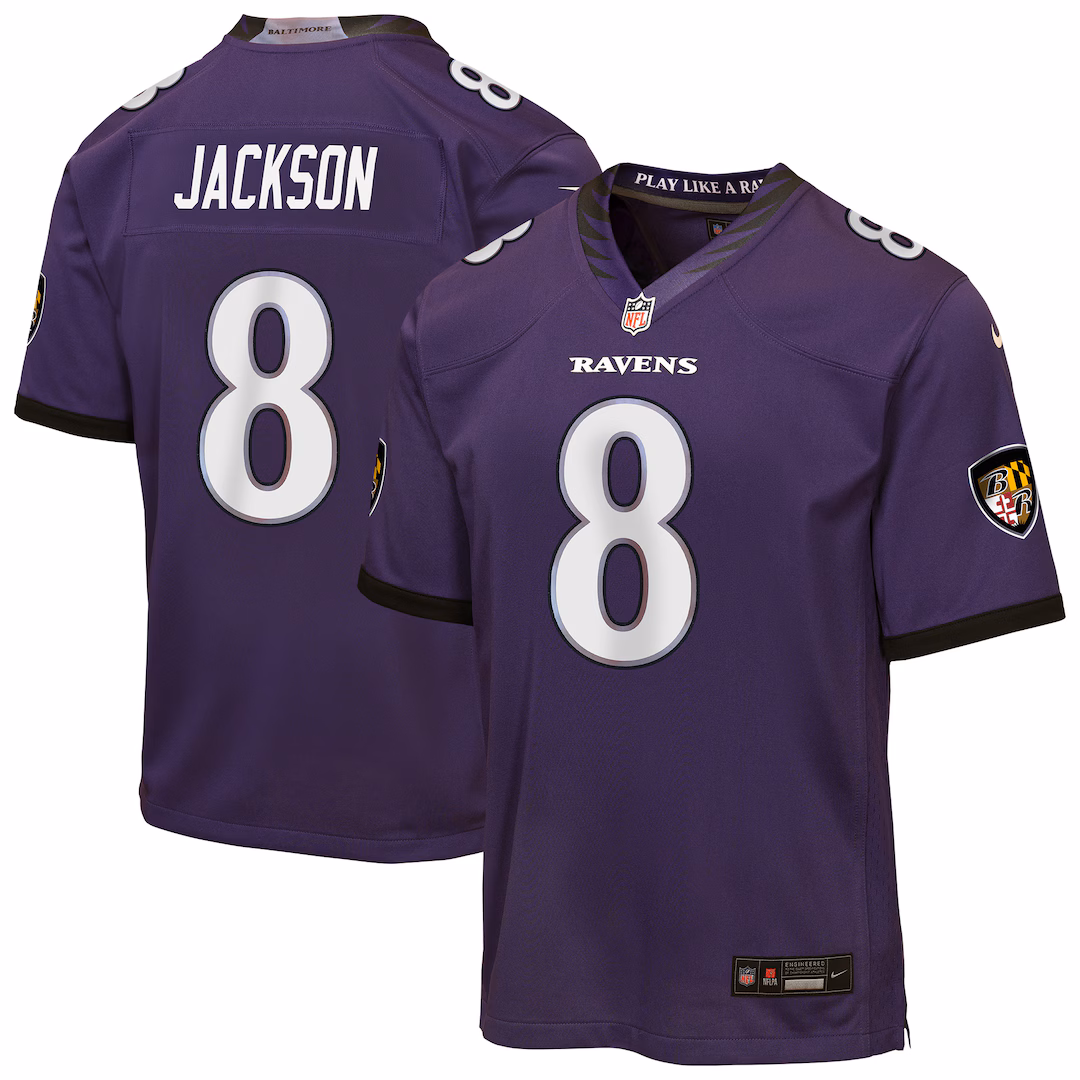 Youth Baltimore Ravens Lamar Jackson Nike Purple Team Game Jersey