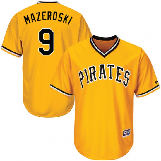 Youth Majestic Pittsburgh Pirates #9 Bill Mazeroski Authentic Gold Alternate Cool Base MLB Jersey - Ujersey