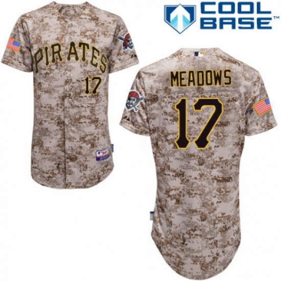 Men's Majestic Pittsburgh Pirates #17 Austin Meadows Authentic Camo Alternate Cool Base MLB Jersey - Ujersey
