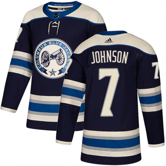 Men's Adidas Columbus Blue Jackets #7 Jack Johnson Authentic Navy Blue Alternate NHL Jersey - Ujersey