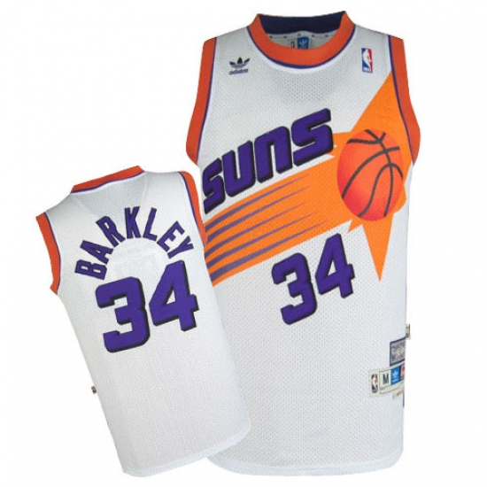 Men's Mitchell and Ness Phoenix Suns #34 Charles Barkley Authentic White Throwback NBA Jersey - Ujersey