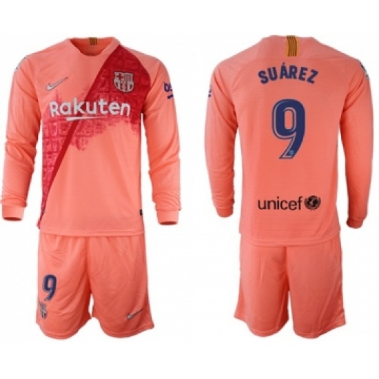 Barcelona #9 Suarez Third Long Sleeves Soccer Club Jersey