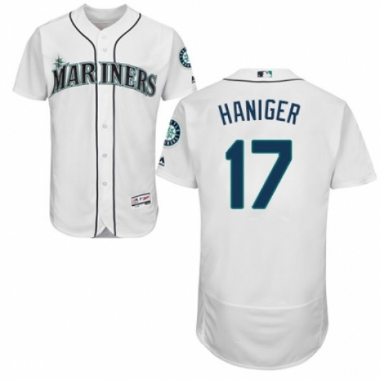 Men's Majestic Seattle Mariners #17 Mitch Haniger White Home Flex Base Authentic Collection MLB Jersey