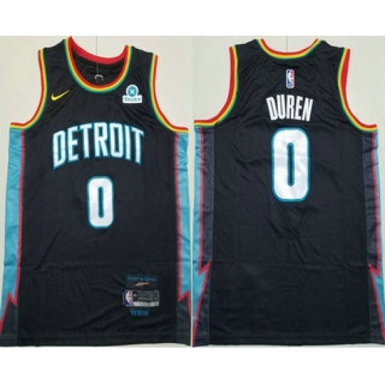 Men's Detroit Pistons #0 Jalen Duren Black 2025 City Sponsor Swingman Jersey