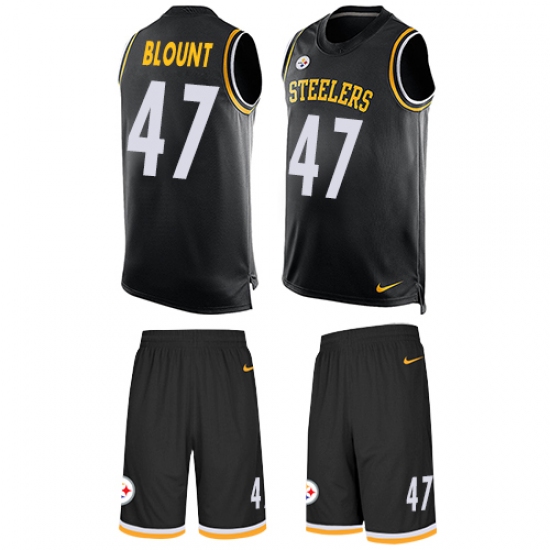 Men's Nike Pittsburgh Steelers #47 Mel Blount Limited Black Tank Top Suit NFL Jersey - Ujersey