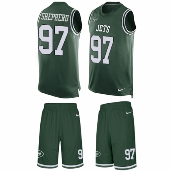 Men's Nike New York Jets #97 Nathan Shepherd Limited Green Tank Top Suit NFL Jersey - Ujersey