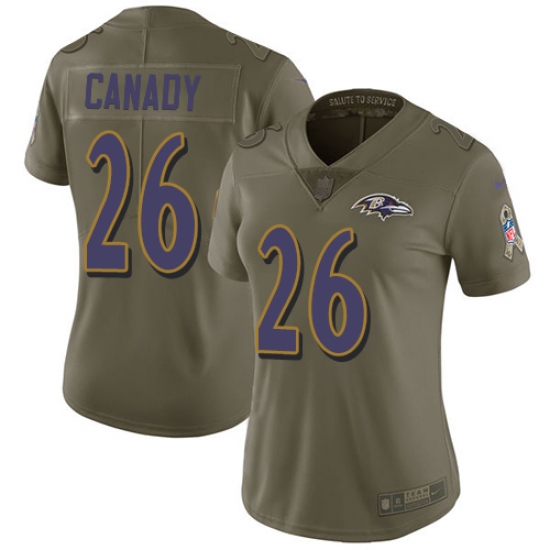 Women Nike Baltimore Ravens #26 Maurice Canady Limited Olive 2017 Salute to Service NFL Jersey - Ujersey