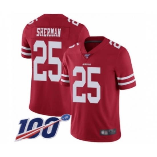 Youth San Francisco 49ers #25 Richard Sherman Red Team Color Vapor Untouchable Limited Player 100th Season Football Jersey - Ujersey