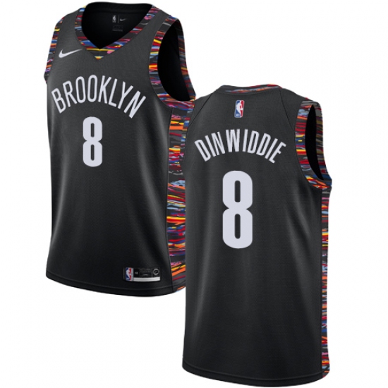 Men's Nike Brooklyn Nets #8 Spencer Dinwiddie Swingman Black NBA Jersey - 2018 19 City Edition - Ujersey