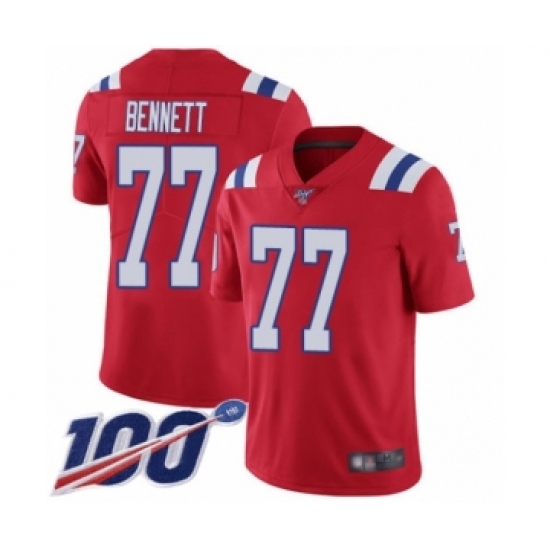 Men's New England Patriots #77 Michael Bennett Red Alternate Vapor Untouchable Limited Player 100th Season Football Jersey - Ujersey