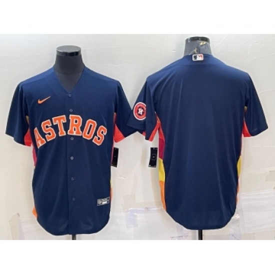 Men's Houston Astros Blank Navy Blue With Patch Stitched MLB Cool Base Nike Jersey - Ujersey