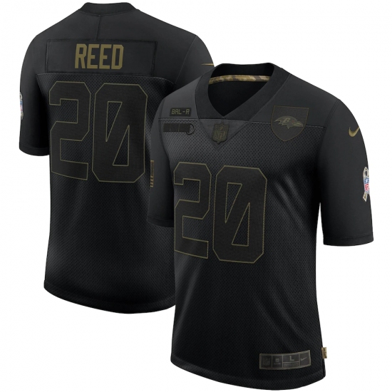 Men's Baltimore Ravens #20 Ed Reed Black Nike 2020 Salute To Service Limited Jersey - Ujersey