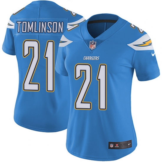 Women's Nike Los Angeles Chargers #21 LaDainian Tomlinson Electric Blue Alternate Vapor Untouchable Limited Player NFL Jersey - Ujersey