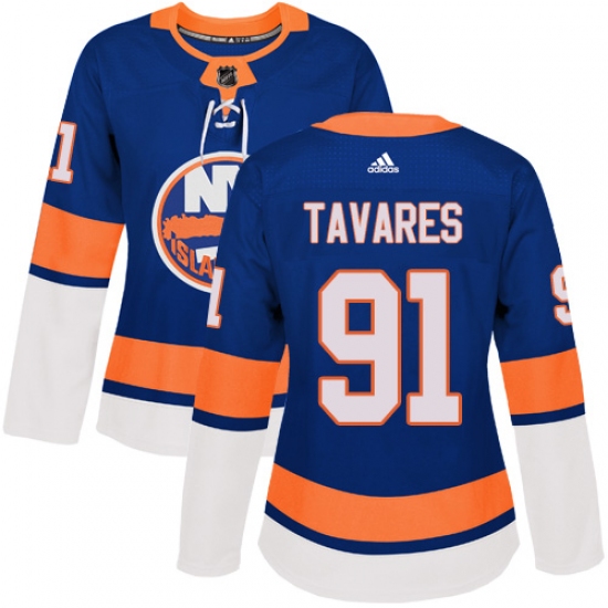 Women's Adidas New York Islanders #91 John Tavares Premier Royal Blue Home NHL Jersey - Ujersey