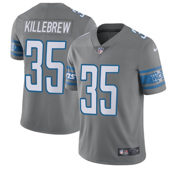 Men's Nike Detroit Lions #35 Miles Killebrew Elite Steel Rush Vapor Untouchable NFL Jersey - Ujersey