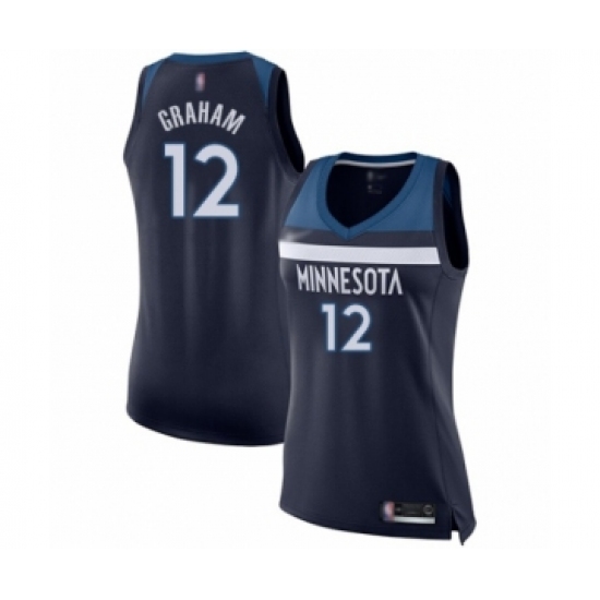 Women's Minnesota Timberwolves #12 Treveon Graham Swingman Navy Blue Basketball Jersey - Icon Edition - Ujersey