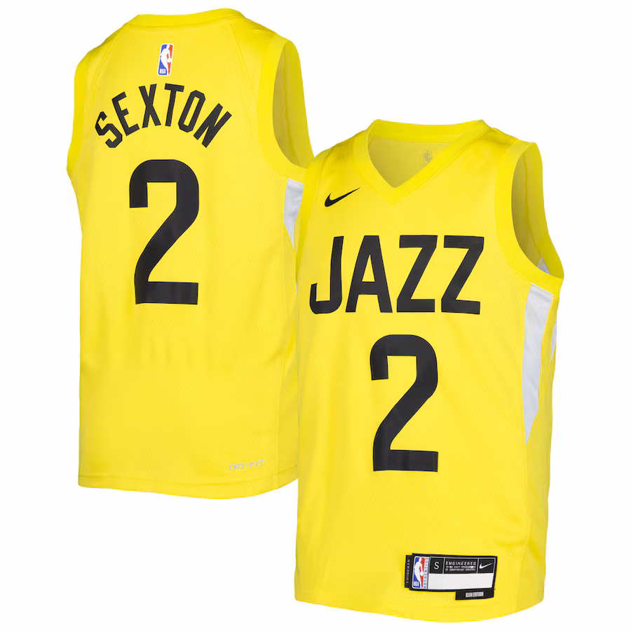 Youth Utah Jazz Collin Sexton Nike Yellow Swingman Jersey - Icon Edition - Ujersey NHL