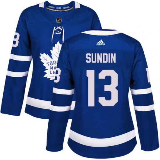 Women's Adidas Toronto Maple Leafs #13 Mats Sundin Authentic Royal Blue Home NHL Jersey - Ujersey
