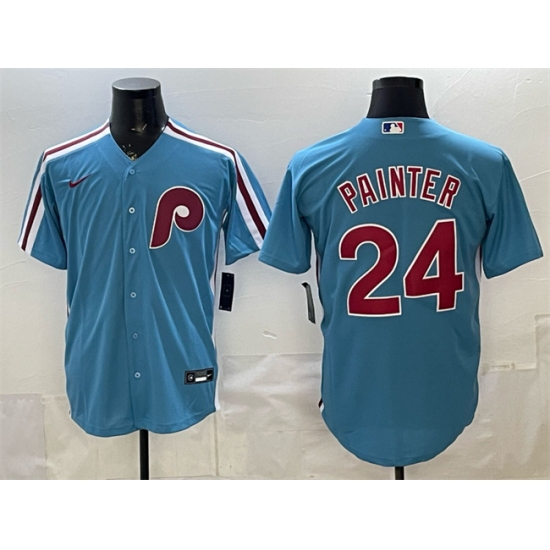 Men's Philadelphia Phillies #24 Andrew Painter Blue Cool Base Stitched Jersey - Ujersey