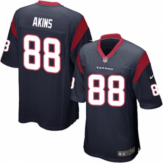 Men's Nike Houston Texans #88 Jordan Akins Game Navy Blue Team Color NFL Jersey - Ujersey