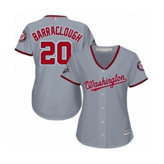Women's Washington Nationals #20 Kyle Barraclough Authentic Grey Road Cool Base 2019 World Series Bound Baseball Jersey - Ujersey