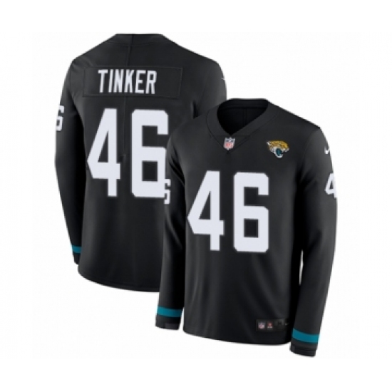 Youth Nike Jacksonville Jaguars #46 Carson Tinker Limited Black Therma Long Sleeve NFL Jersey - Ujersey