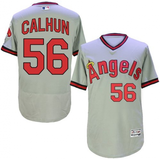 Men's Majestic Los Angeles Angels of Anaheim #56 Kole Calhoun Grey Flexbase Authentic Collection Cooperstown MLB Jersey - Ujersey