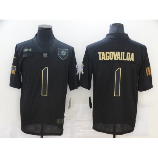 Men's Miami Dolphins #1 Tua Tagovailoa Black Nike 2020 Salute To Service Limited Jersey - Ujersey