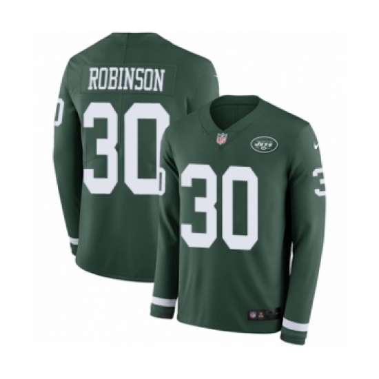 Men's Nike New York Jets #30 Rashard Robinson Limited Green Therma Long Sleeve NFL Jersey - Ujersey